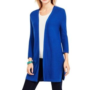 NWT Talbots Lightweight Cardigan Sweater Open Front Royal Blue Sz S Petite
